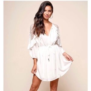 Arizona Waist-Tie Kaftan Dress White
